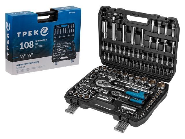 Набор головок и бит 108пр. ТРЕК (1/4, 1/2, 6 граней)