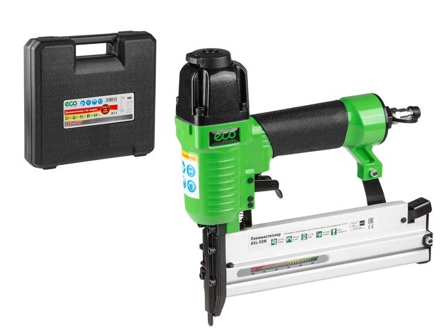 Пневмостеплер ECO ASL-50N (гвозди/скобы 18GA, 4-7 бар, 0.8 л/удар, гвоздь 50 мм макс, скоба 40 мм ма